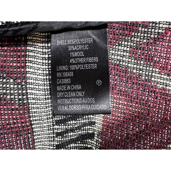 Tahari ASL Geometric Tribal Printed Black Red Tan Open Blazer Jacket Womens 10 - Picture 15 of 16